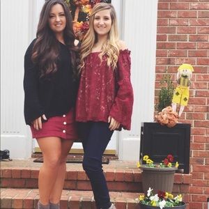 Lace detail off the shoulder top